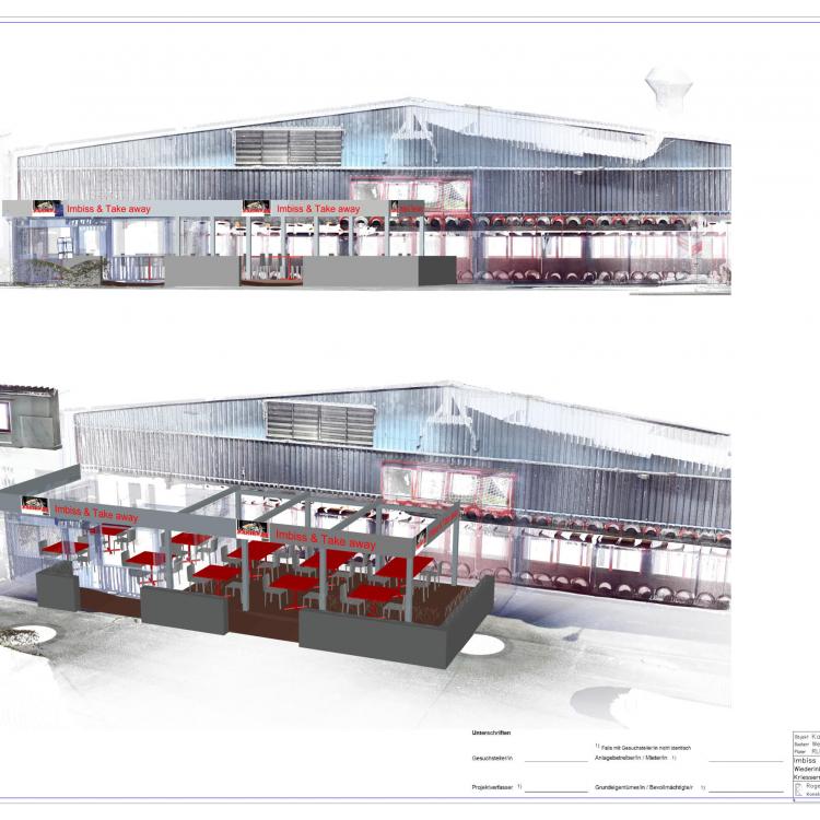 3D CAD Baueingabeplanung Kartost Imbiss