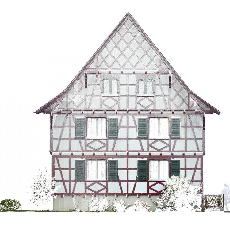 Ansicht Südfassade aus der Punktwolke