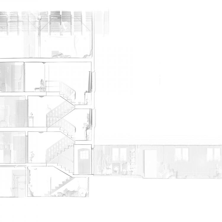 Gebäudeschnitt im Treppenbereich