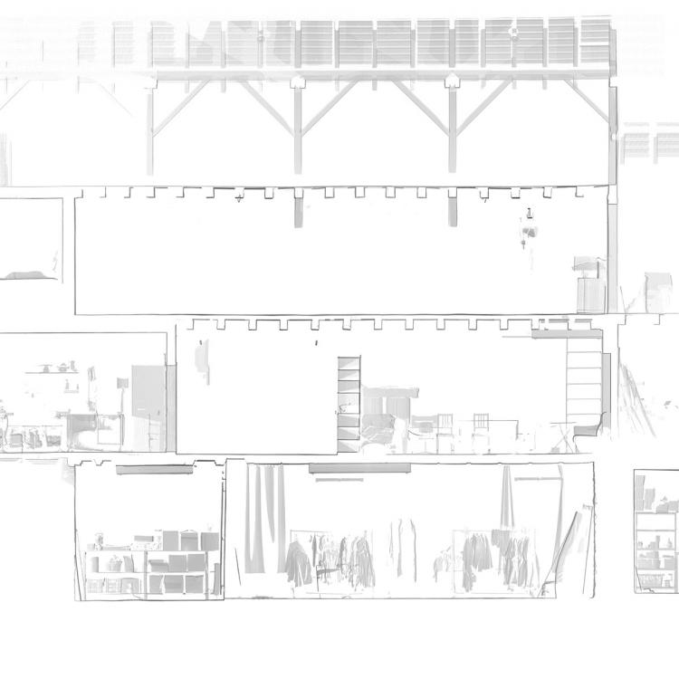 Gebäudeschnitt in Längsrichtung (Süd/Nord)